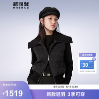 波司登秋季女士薄款鹅绒羽绒服短款修身翻领时尚百搭外套B40133604 黑色8056 195/112A