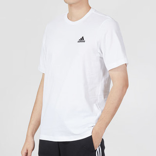 阿迪达斯 （adidas）t恤男 24夏季运动服训练衣服宽松透气圆领白色短袖男 白色/纯棉透气/刺绣标/主推款 M