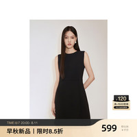 ochirly欧时力 A字无袖连衣裙收腰小黑裙气质高级感2024秋季 黑色 XS