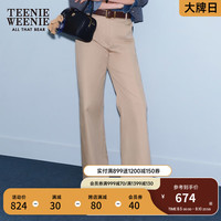 Teenie Weenie小熊2024年早秋高腰休闲锥形裤时尚休闲长裤女士 卡其色 160/S