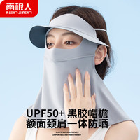 南极人帽檐脸基尼防晒口罩女夏季冰丝防晒面罩潮遮脸透气遮阳开车装备 气质灰【三合一凉感透气】