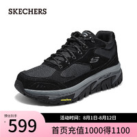 斯凯奇（Skechers）男士户外登山鞋舒适休闲复古配色237334C 黑色/灰色/BKGY 39.5