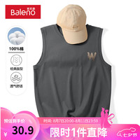 班尼路黑色运动背心男夏季薄款纯棉宽松潮流时尚坎肩青少年户外运动马甲 【纯棉】-中灰#MB咖WX 4XL【真纯棉 100%的棉】