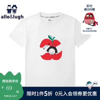 allo&lugh阿路和如短袖t恤2024男童女童棉萌趣印花可爱休闲童装上衣 红色 130cm