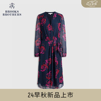 布克兄弟（BrooksBrothers）女士24早秋明艳印花V领一片式连衣裙 B650-粉色 2