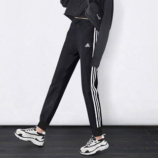 阿迪达斯 （adidas）裤子女裤 2024运动休闲裤时尚三条纹透气耐磨户外长裤子 三条纹-单层针织/束脚 L【165-170cm/110-120斤】