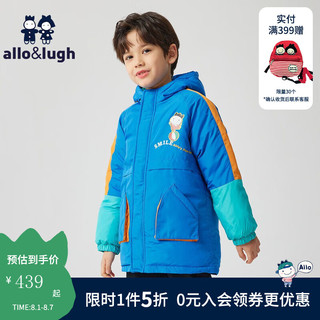 allo&lugh阿路和如童装冬季男童连帽羽绒服加厚拼色外套保暖上衣 蓝色 130cm