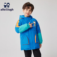 allo&lugh阿路和如童装冬季男童连帽羽绒服加厚拼色外套保暖上衣 蓝色 120cm