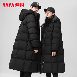 鸭鸭（YAYA）鹅绒极寒款羽绒服长款过膝2024年冬季休闲连帽加厚保暖外套WS 黑色 175/92A(L)