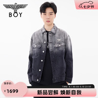 BOY LONDON24秋男女同款外套立体logo金属标满印提花牛仔潮酷外套N50009 黑色 XL