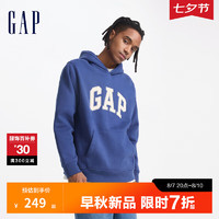 Gap男女装2024秋季碳素软磨抓绒字母logo连帽卫衣上衣609116 蓝色 180/100A(XL) 亚洲尺码