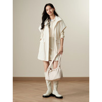 玖姿·安娜蔻摩登复古设计感连肩袖抽绳风衣外套女装2024秋季新款