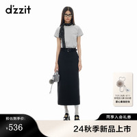 DZZIT【周冬雨同款】地素短袖T恤2024秋季简约都市风上衣女漂白色 浅灰色 S