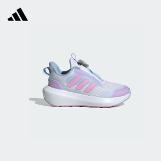 adidas FortaRun 3.0旋转按钮休闲运动鞋女小童儿童阿迪达斯 白/祈福淡紫/亮光蓝 28码