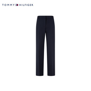 TOMMY HILFIGER24早秋女装简约净色职场通勤暗襟直筒休闲裤WW0WW43416 藏青色DW5 32