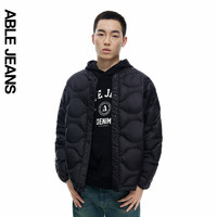 ABLE JEANS24冬季男女同款时尚棒球衍缝超轻羽绒服男768009 黑色【8月15日前】 XXL