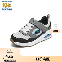 Skechers斯凯奇儿童春秋气垫板鞋缓震耐磨时尚低帮休闲运动鞋403650L 黑色/白色/BKW 34码