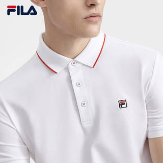 FILA 斐乐男士翻领短袖polo衫2024夏季商务休闲T恤 标准白-WT（补货） 170/92A/M