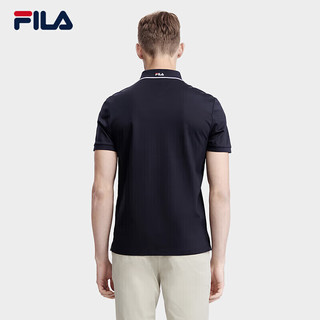 FILA 斐乐男士翻领短袖polo衫2024夏季商务休闲T恤 传奇蓝-NV（补货） 180/100A/XL