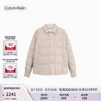 Calvin Klein Jeans【防泼水】24秋季男士ck格子绗缝翻领鸭绒羽绒服J32680 PED-奶茶咖 S