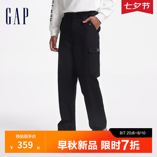 Gap男装2024初秋多口袋直筒工装裤纯色简约宽松休闲裤636423 黑色 185/92A(34) 亚洲尺码