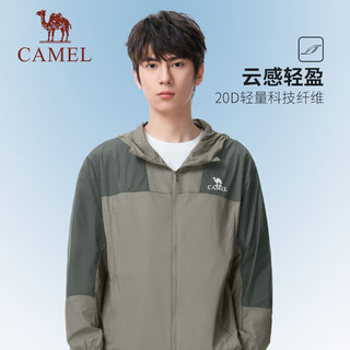 骆驼（CAMEL）【丁真同款】户外防晒衣24年冰感透气防紫外线时尚拼色防晒服 苍绿色/森野绿，男 S