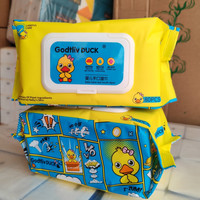 新思力 小黄鸭湿巾大黄鸭 湿巾加厚大包湿纸巾带盖80抽 一次性成人儿童手 单色发货 3包