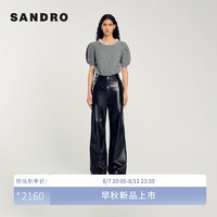 SANDRO2024早秋女装法式珠饰领口泡泡袖针织衫上衣SFPPU02147 24/灰色 3