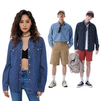 Levi's【同款】李维斯24春夏牛仔长袖衬衫蓝色时尚休闲 时尚浅蓝色 XL