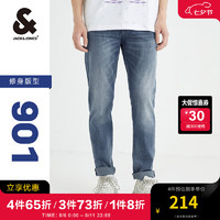 杰克·琼斯（JACK&JONES）春夏男装潮流街头休闲长裤弹力舒适棉质百搭修身牛仔裤长裤子男士 中蓝牛仔-E42 175/82A/MLW