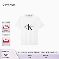 Calvin Klein Jeans夏季男女中性舒适ck纯棉字母叠印通勤短袖T恤J320770 YAF-月光白 XXL  （180-190斤）