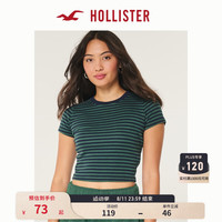 HOLLISTER24夏美式辣妹条纹修身短款短袖T恤 女 KI339-3691 绿色条纹 XXS (160/80A)