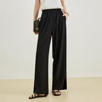 高腰显瘦百搭休闲开叉裤女2024夏季时尚窄版阔腿裤薄款长裤子