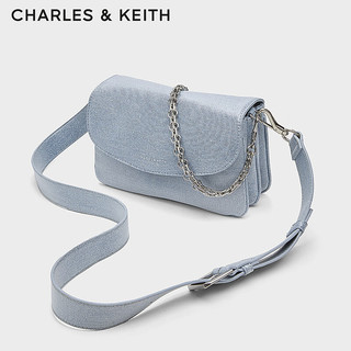 CHARLES&KEITH24秋季CK2-20782418链条翻盖手提小方包斜挎包 CK2-20782418-1深牛仔蓝色 S