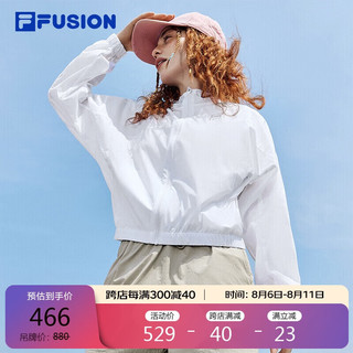 FILA FUSION斐乐潮牌梭织外套女2024夏防晒连帽上衣 标准白-WT 160/80A/S