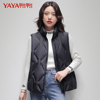 鸭鸭（YAYA）短款羽绒马甲女立领轻薄冬季时尚休闲保暖百搭宽松显瘦外套 黑色 160