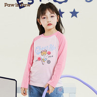 PawinPaw卡通小熊童装2024年秋季女童插肩长袖T恤甜美可爱风 粉红色 110cm