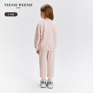 Teenie Weenie Kids小熊童装24秋季款女童时尚百搭束脚运动裤卫裤 浅粉色 120cm