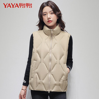 鸭鸭羽绒服鸭鸭（YAYA）短款羽绒马甲女立领轻薄冬季时尚休闲保暖百搭宽松显瘦外套 卡其 155