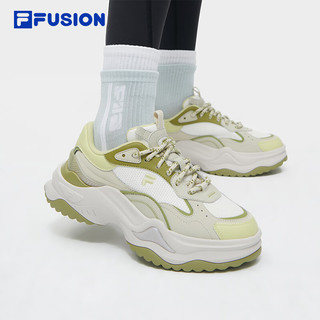 FILA FUSION斐乐女鞋老爹鞋厚底鞋2024春季硬糖鞋2代运动鞋 香雪白/苍绿-WP 38