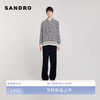 SANDRO2024早秋新款男装法式休闲十字格纹印花长袖衬衫SHPCM01170 深蓝色