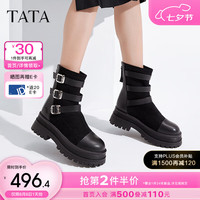 他她(TATA)休闲厚底短靴女靴子气质潮酷时装靴2024冬季CEP01DZ4 黑色 36