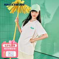 SKECHERS 斯凯奇 24年新款夏季logo时尚透气立体版型针织上衣短袖T恤衫 棉花糖白 L