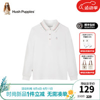 暇步士（Hush Puppies）童装儿童女大童2024春秋舒适弹力俏皮甜美长袖POLO衫 本白 120cm