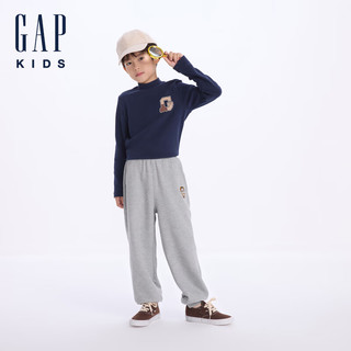 Gap【大小童同款】男童2024初秋华夫格针织长裤儿童装635502 灰色 100cm(2-3岁) 亚洲尺码