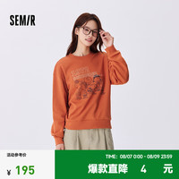 森马(Semir)史努比系列卫衣女落肩宽松2024秋图案上衣小众 橙黄31380 155/80A/S