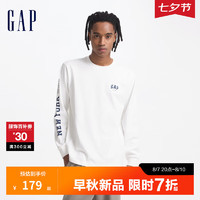 Gap男女装2024初秋字母logo纯棉长袖T恤简约宽松上衣638812 白色 185/108A(XXXL) 亚洲尺码