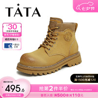 他她（TATA）米奇头马丁靴短筒大黄靴女百搭2024冬新CET01DD4 黄色 39