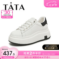 他她（TATA）2024秋时尚休闲板鞋女WN802CM4 白/黑 36