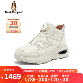 暇步士（Hush Puppies）短靴女士高帮厚底加绒百搭休闲靴A2T05DD4【城市洞动鞋】 白色（绒里） 35